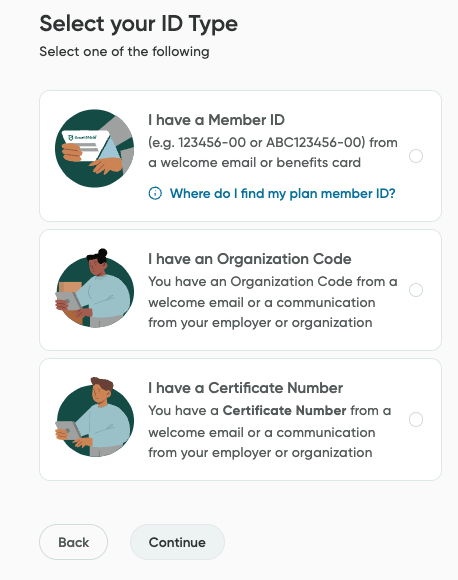 The Select your ID Type screen