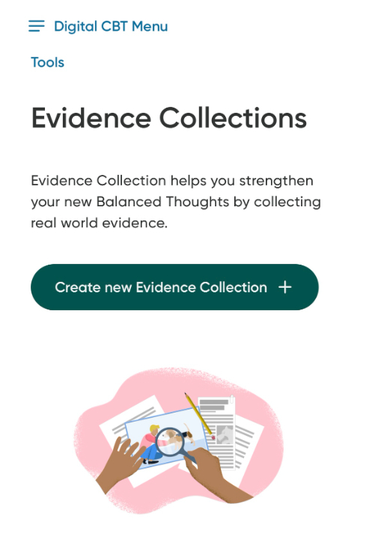 The Evidence Collection screen