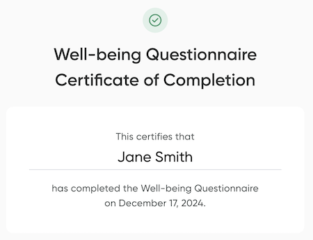 An example of the certificate